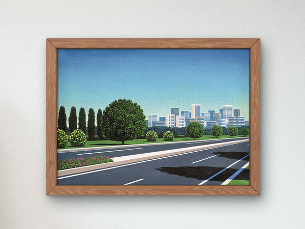 City Highway by Hiroshi Nagai Poster, 80's Aesthetic, Vaporwave, Synthwave, Japan Art, Retrowave,  Housewarming Art Gift Print