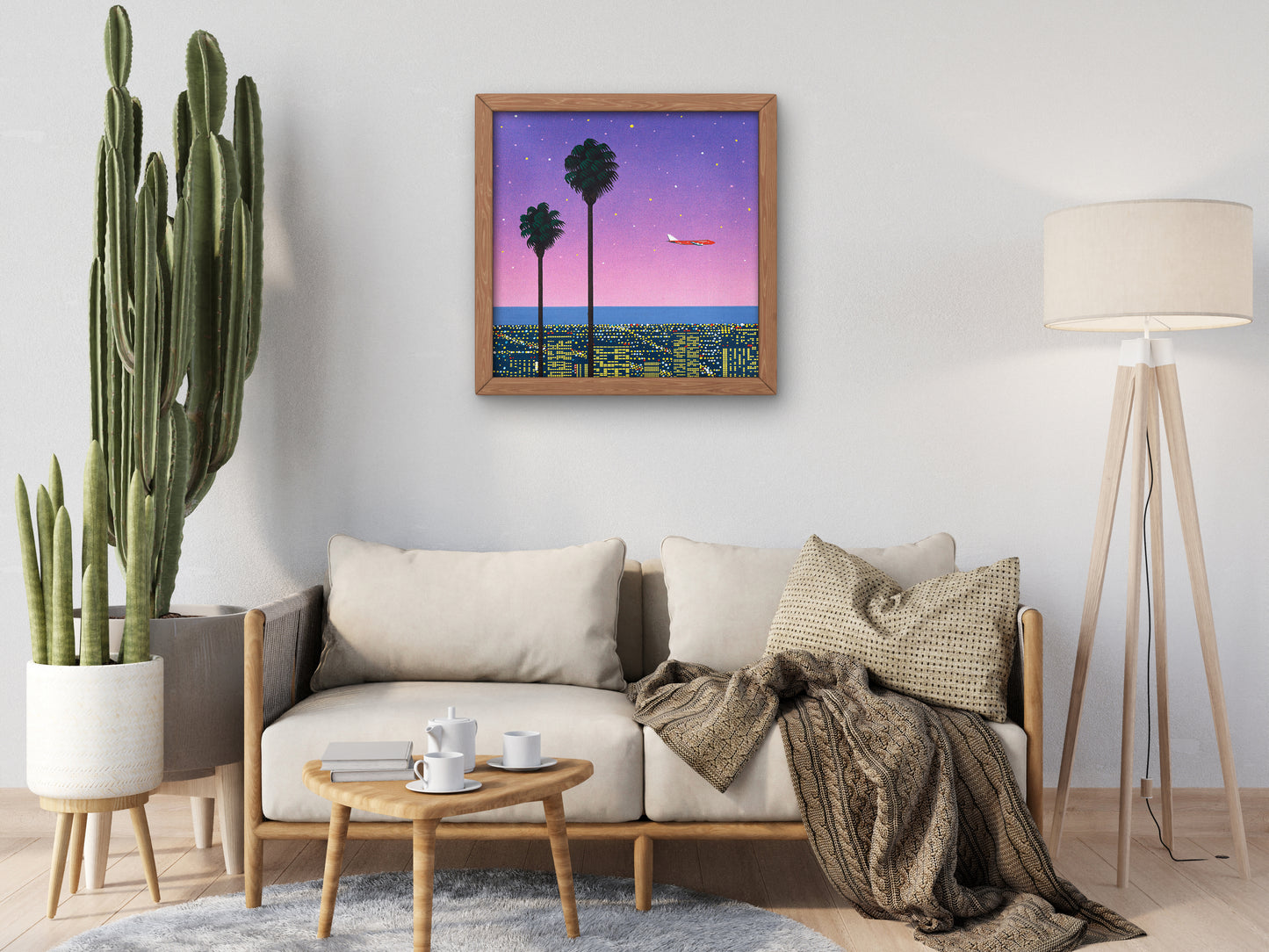 Downtown Sunset Aircraft by Hiroshi Nagai, Art Print, Vaporwave, Synthwave, Japan Art, Museum Quality Poster, 80s Aesthetic Art