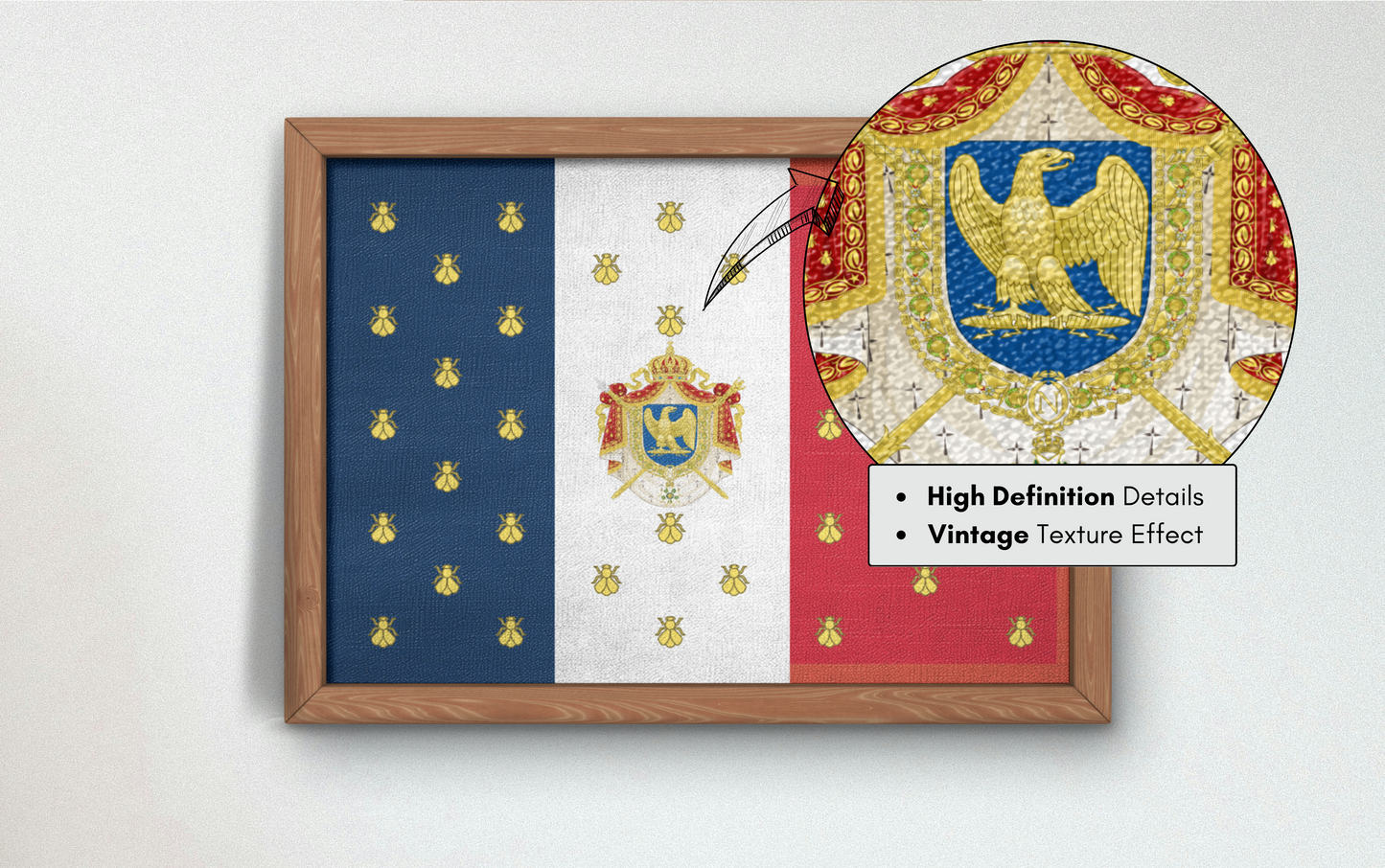Drapeau Franco-Américain Poster wall art prints French American Vintage Flag