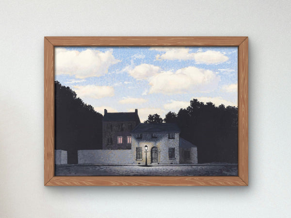 L'empire des lumières by René Magritte 1955, Art Print, Museum Quality artwork gallery poster wall art, classy elegant home decor, surrealism