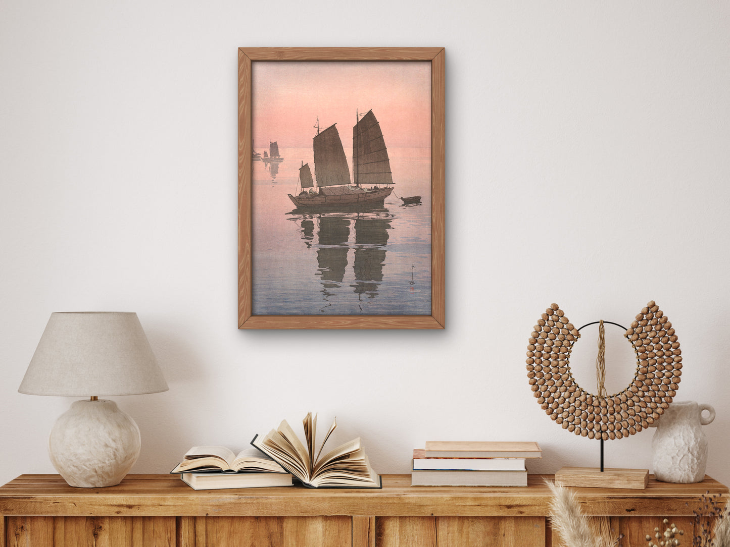 Sailing Boats Evening from The Seto Inland Sea Series by Hiroshi Yoshida 1926, Japan Museum Quality print, Ukiyo-e