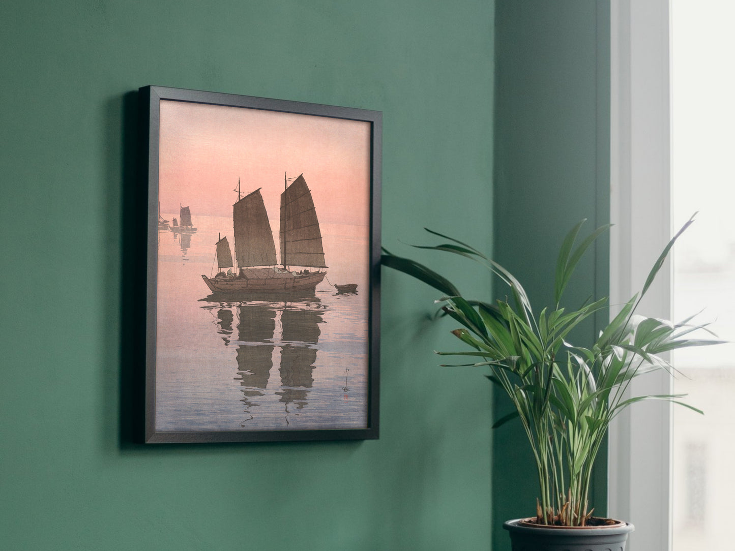 Sailing Boats Evening from The Seto Inland Sea Series by Hiroshi Yoshida 1926, Japan Museum Quality print, Ukiyo-e