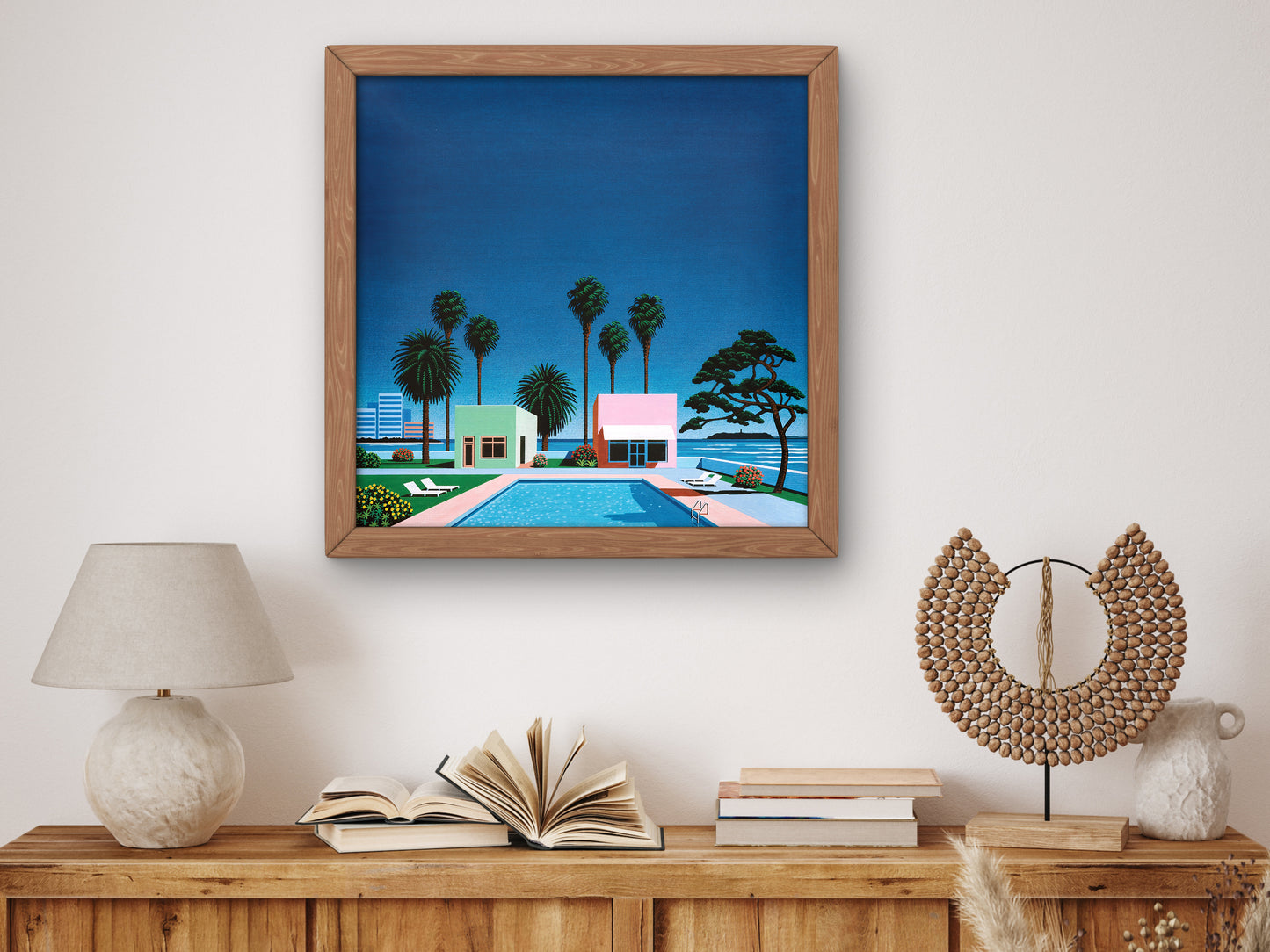 Pacific Breeze by Hiroshi Nagai Art Print, Vaporwave, Synthwave, Japan Art, Museum Quality artwork gallery poster, wall art, home decor