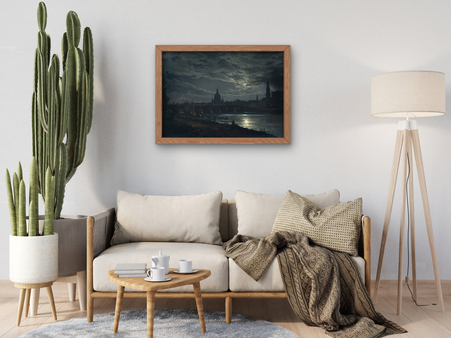 Vue de Dresde au clair de lune by Johan Christian Dahl 1839, Museum Quality Oil Painting Print, Classical Art home decor, Housewarming gift