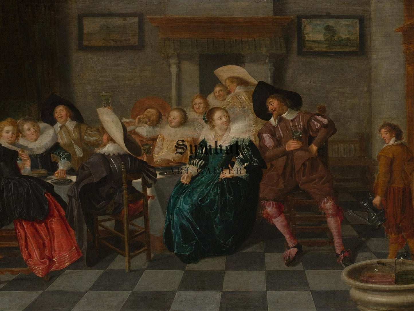 A Banquet by Dirck Hals, 1628, Baroque and Chiaroscuro, fine art print