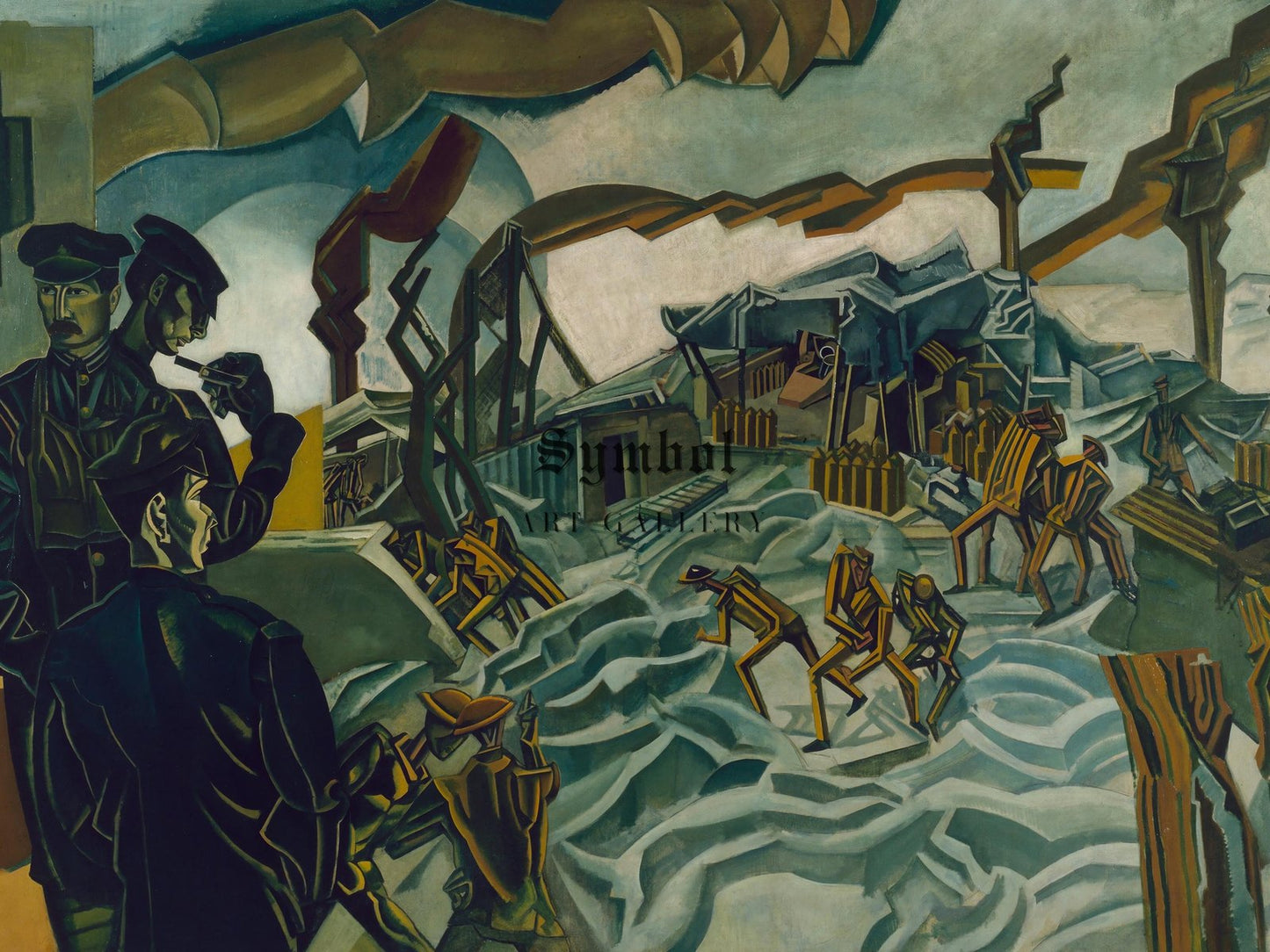 A Battery Shelled by Wyndham Lewis, 1919, Cubism and Abstract Art, fine art print