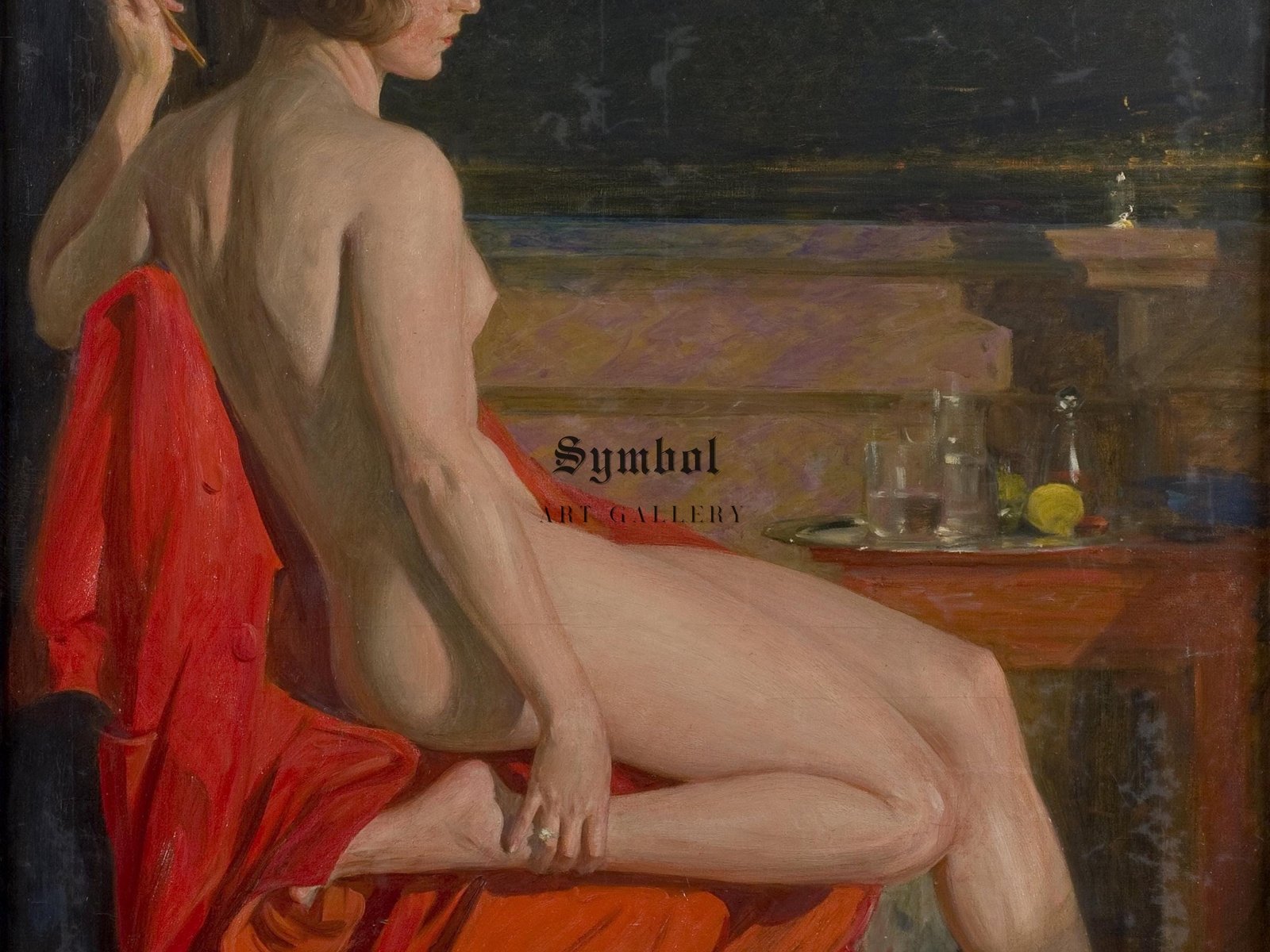 A Nude on a Red Cloak by Paja Jovanovic, 1920, Realism and Naturalism, fine art print