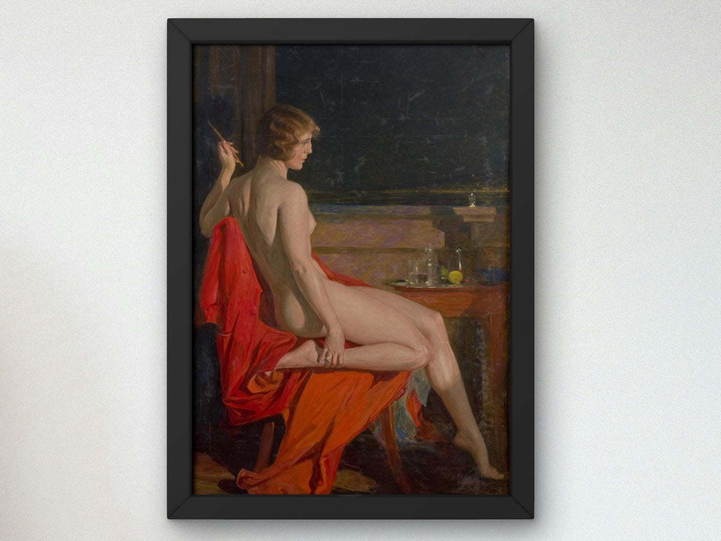 A Nude on a Red Cloak by Paja Jovanovic, 1920, Realism and Naturalism, fine art print