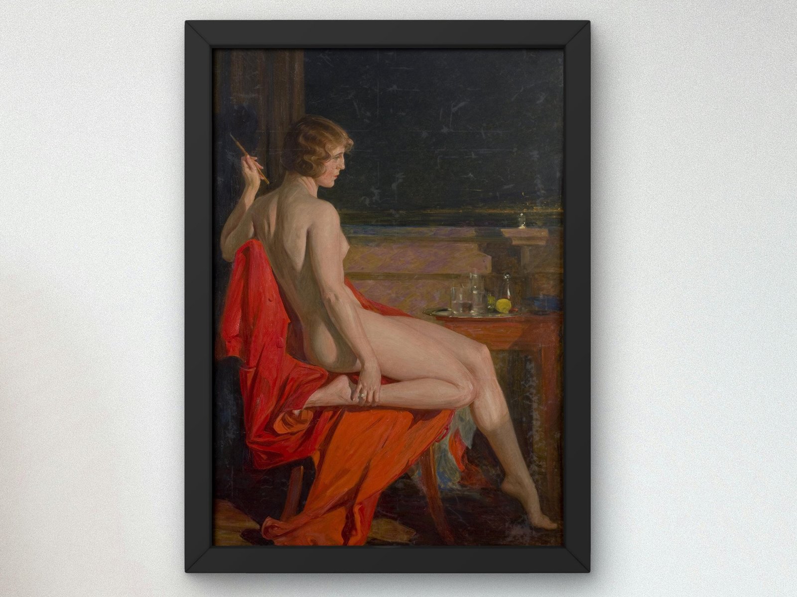 A Nude on a Red Cloak by Paja Jovanovic, 1920, Realism and Naturalism, fine art print