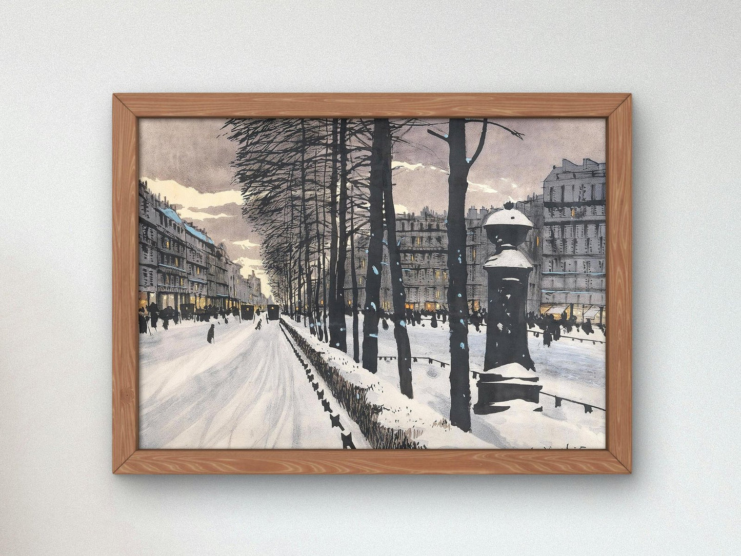 A Paris Boulevard in the Snow by Odo Dobrowolski, 1910, Impressionism, fine art print