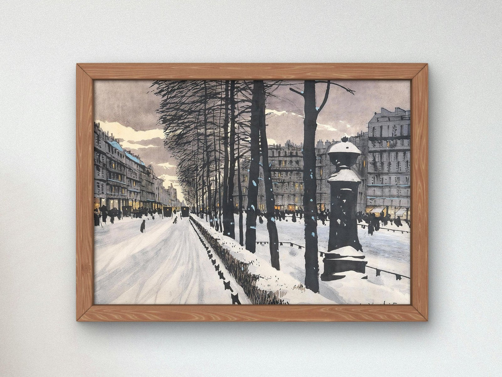 A Paris Boulevard in the Snow by Odo Dobrowolski, 1910, Impressionism, fine art print