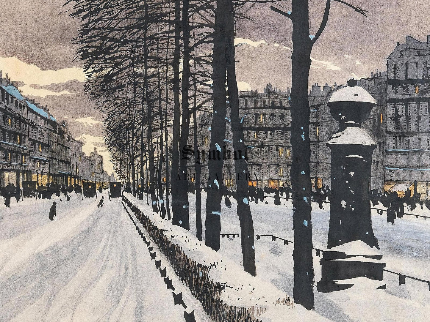 A Paris Boulevard in the Snow by Odo Dobrowolski, 1910, Impressionism, fine art print