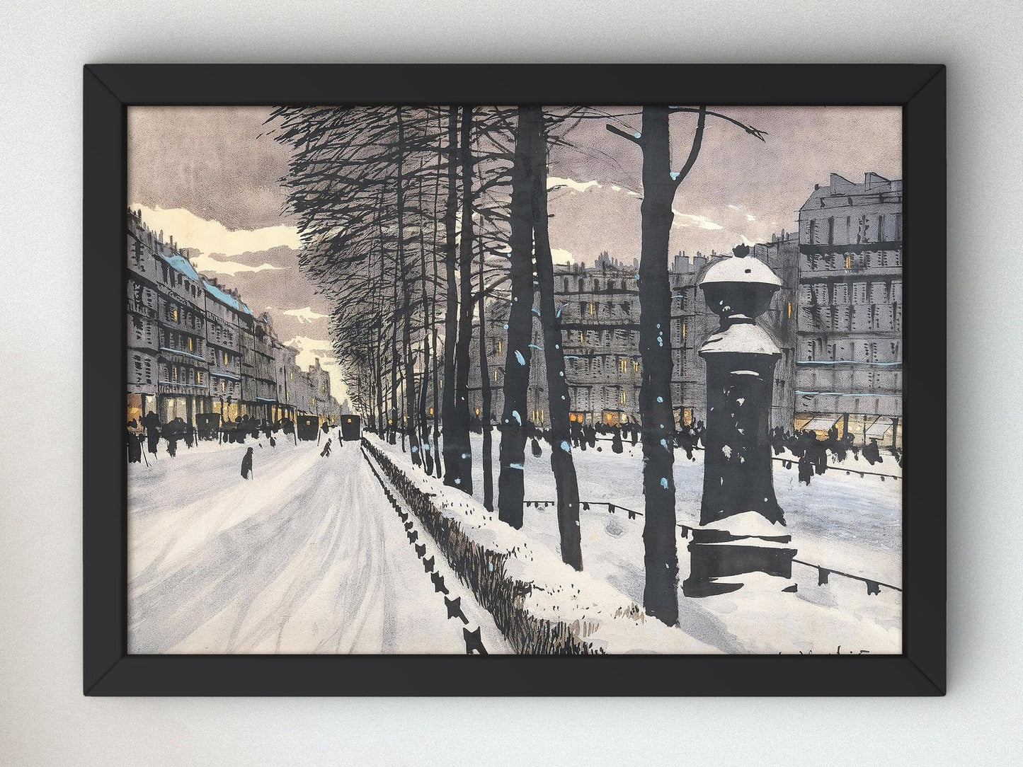 A Paris Boulevard in the Snow by Odo Dobrowolski, 1910, Impressionism, fine art print