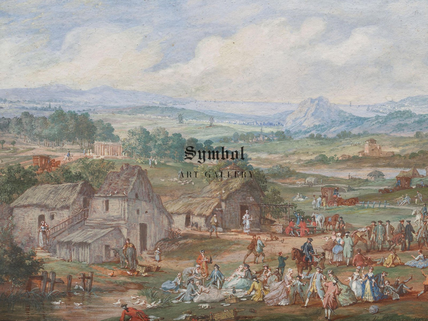 A Party Picnicking Near a Village by Louis Nicolas van Blarenberghe, 1760, Rococo and Neoclassicism, fine art print