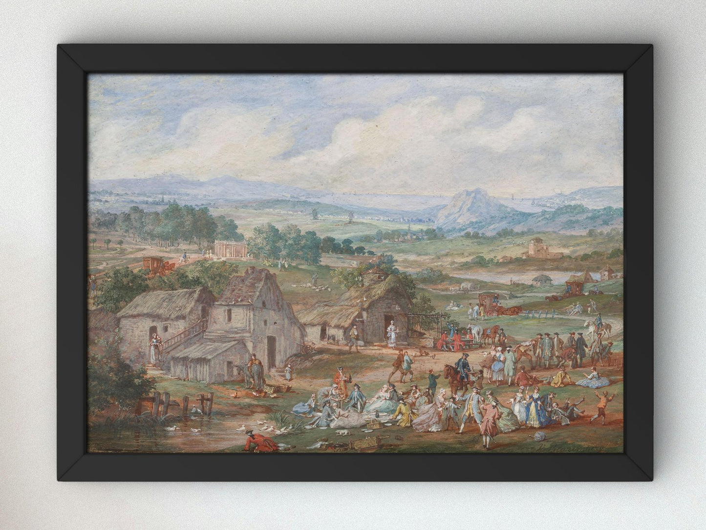 A Party Picnicking Near a Village by Louis Nicolas van Blarenberghe, 1760, Rococo and Neoclassicism, fine art print