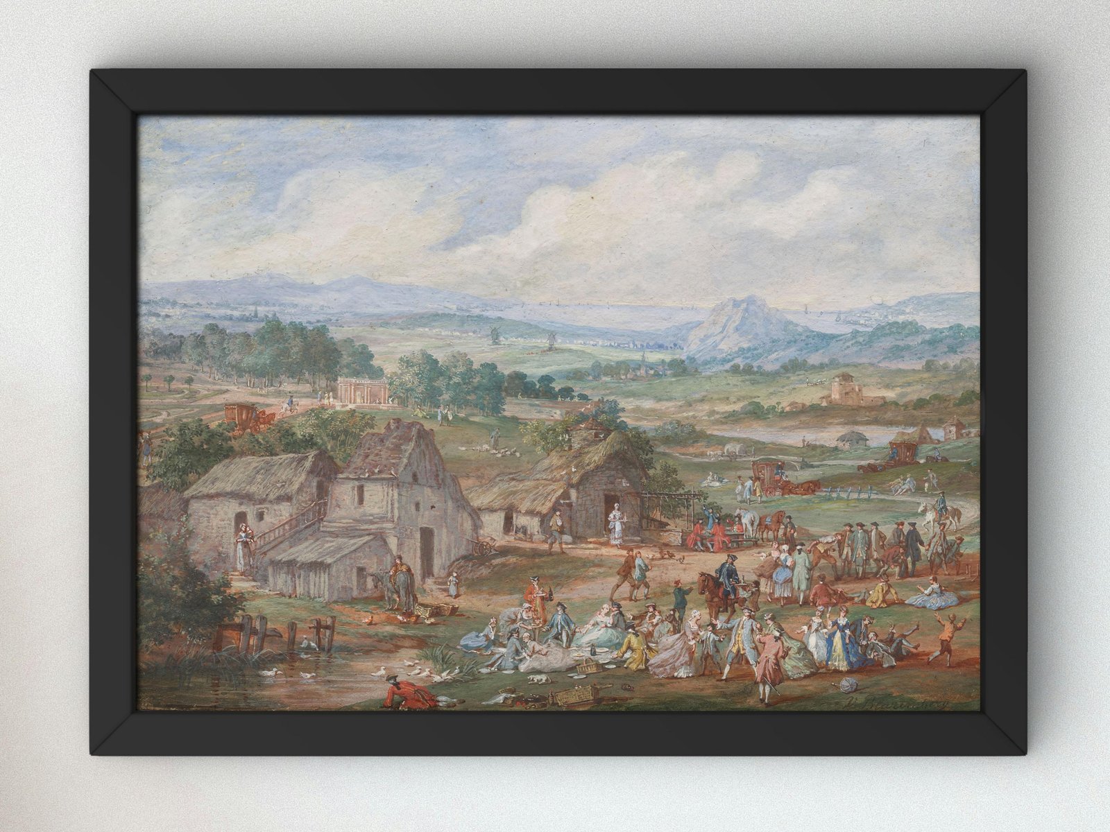 A Party Picnicking Near a Village by Louis Nicolas van Blarenberghe, 1760, Rococo and Neoclassicism, fine art print