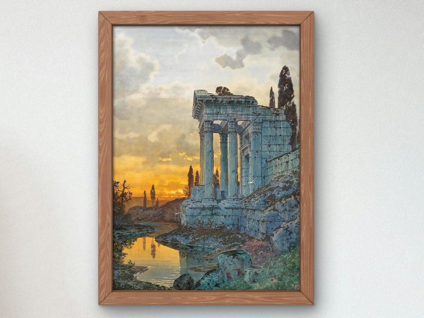 A Southern Landscape with Ruins of an Antique Temple by Ferdinand Knab, 1888, Romanticism and Classical Landscapes, fine art print