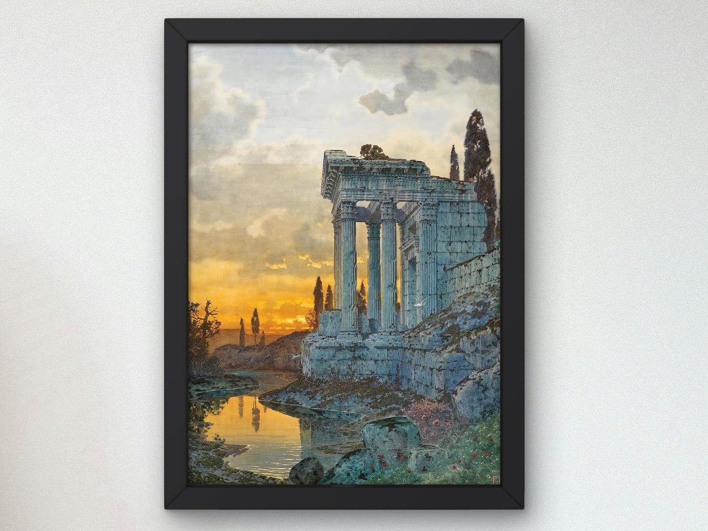 A Southern Landscape with Ruins of an Antique Temple by Ferdinand Knab, 1888, Romanticism and Classical Landscapes, fine art print