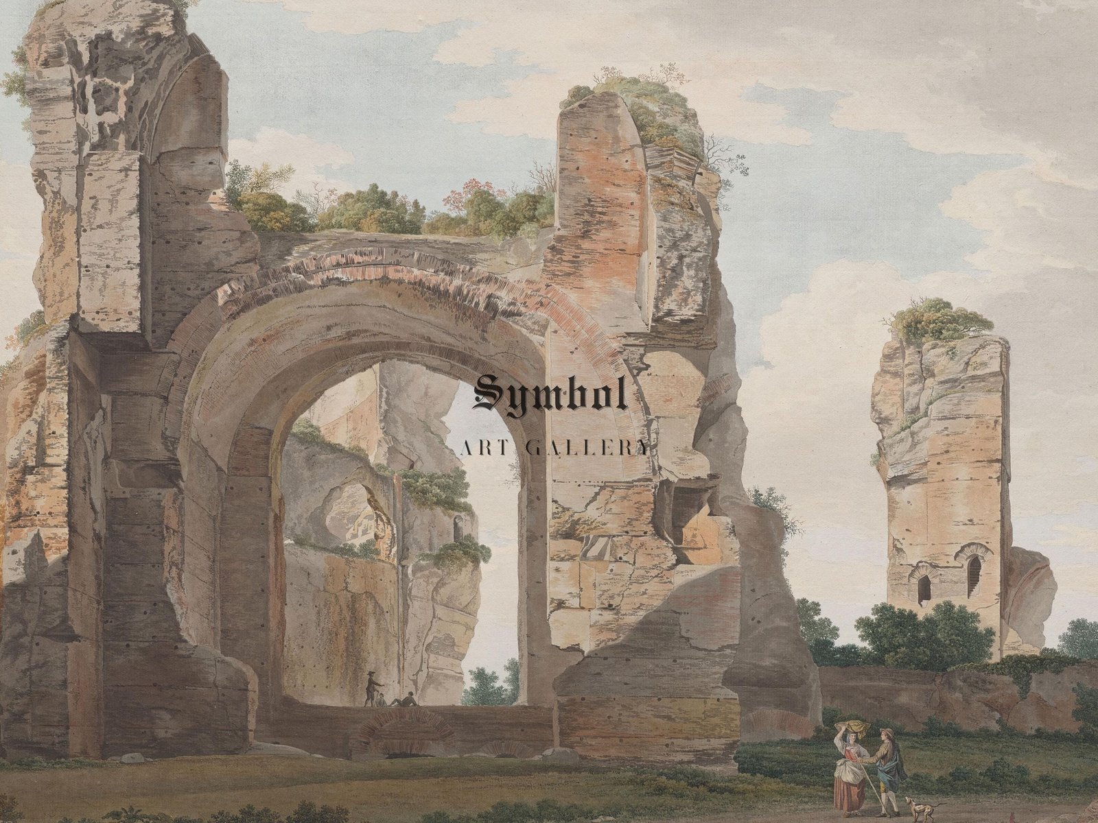 A View of the Ruins of the Baths of Caracalla by Giovanni Battista Lusieri, 1779, Romanticism and Classical Landscapes, fine art print