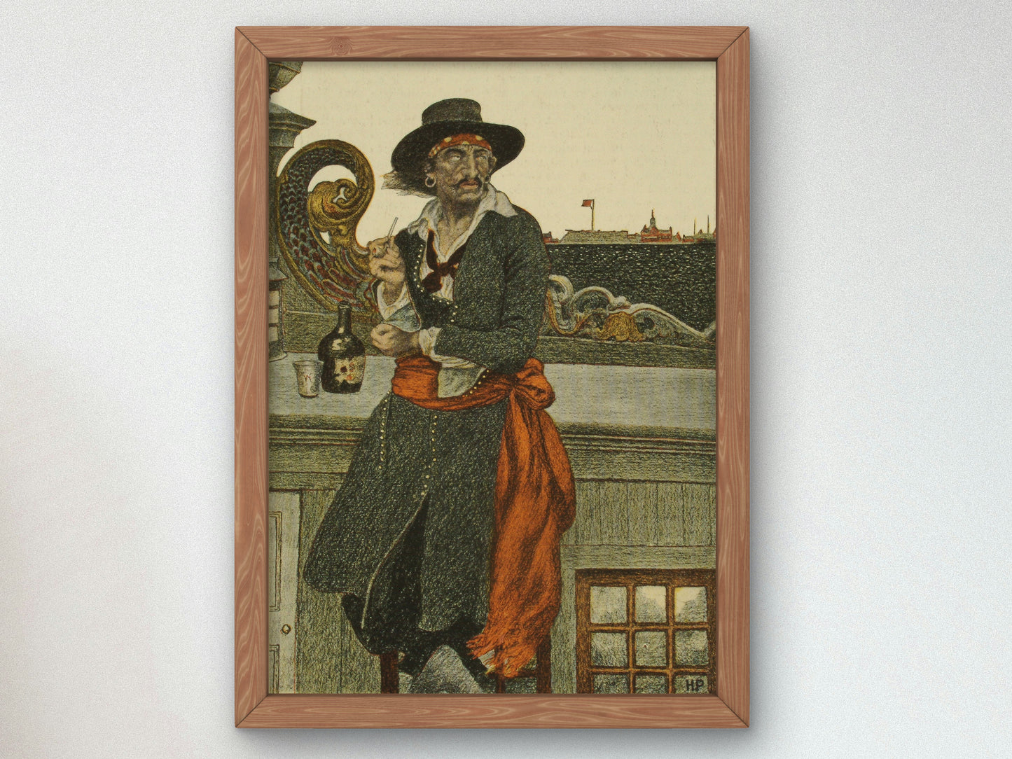 Kidd on the Deck of the Adventure Galley by Howard Pyle 1902, Wall Art Print, Fine Art Reproduction, Museum Quality Decor, Poster