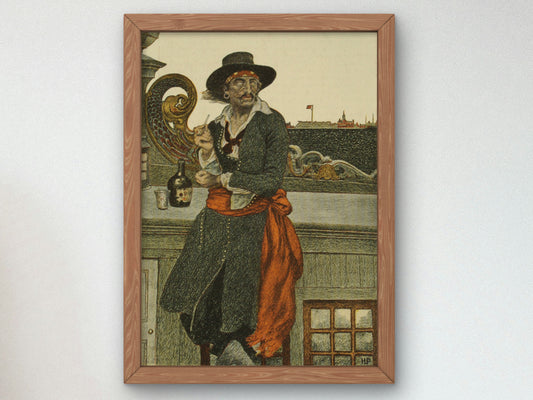 Kidd on the Deck of the Adventure Galley by Howard Pyle 1902, Wall Art Print, Fine Art Reproduction, Museum Quality Decor, Poster