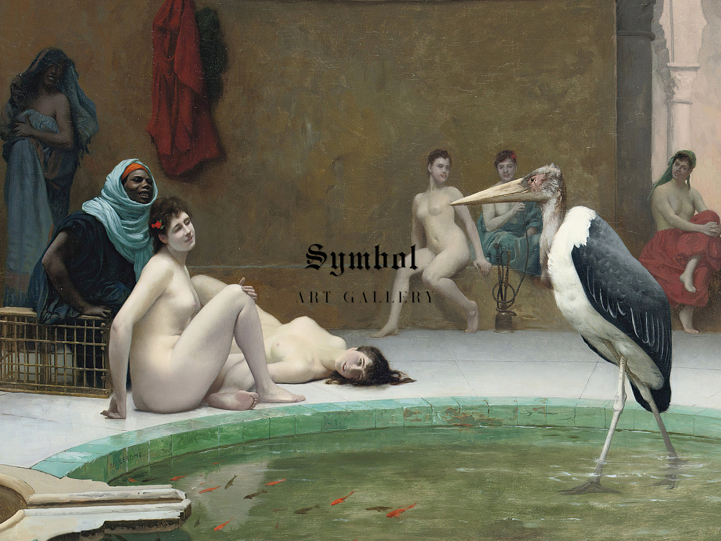 The Marabout in the Harem Bath by Jean Léon Gérôme, Wall Art Print, Fine Art Reproduction, Museum Quality Decor, Poster