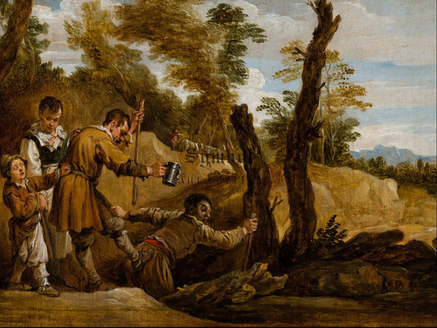 The Blind Leading the Blind by David Teniers the Younger 1655, Wall Art Print, Fine Art Reproduction, Museum Quality Decor, Poster