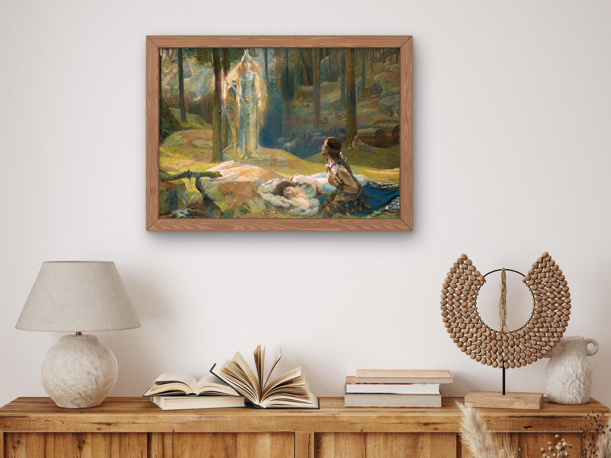 Brynhild Discovering Sieglind and Sigmund by Gaston Bussière 1894, Wall Art Print, Fine Art Reproduction, Museum Quality Decor, Poster