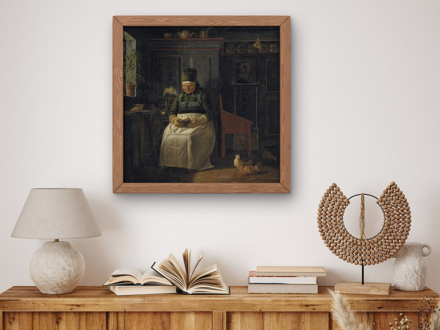 Christmas Morning in a Farmhouse by Christen Dalsgaard 1843, Wall Art Print, Fine Art Reproduction, Museum Quality Decor, Poster