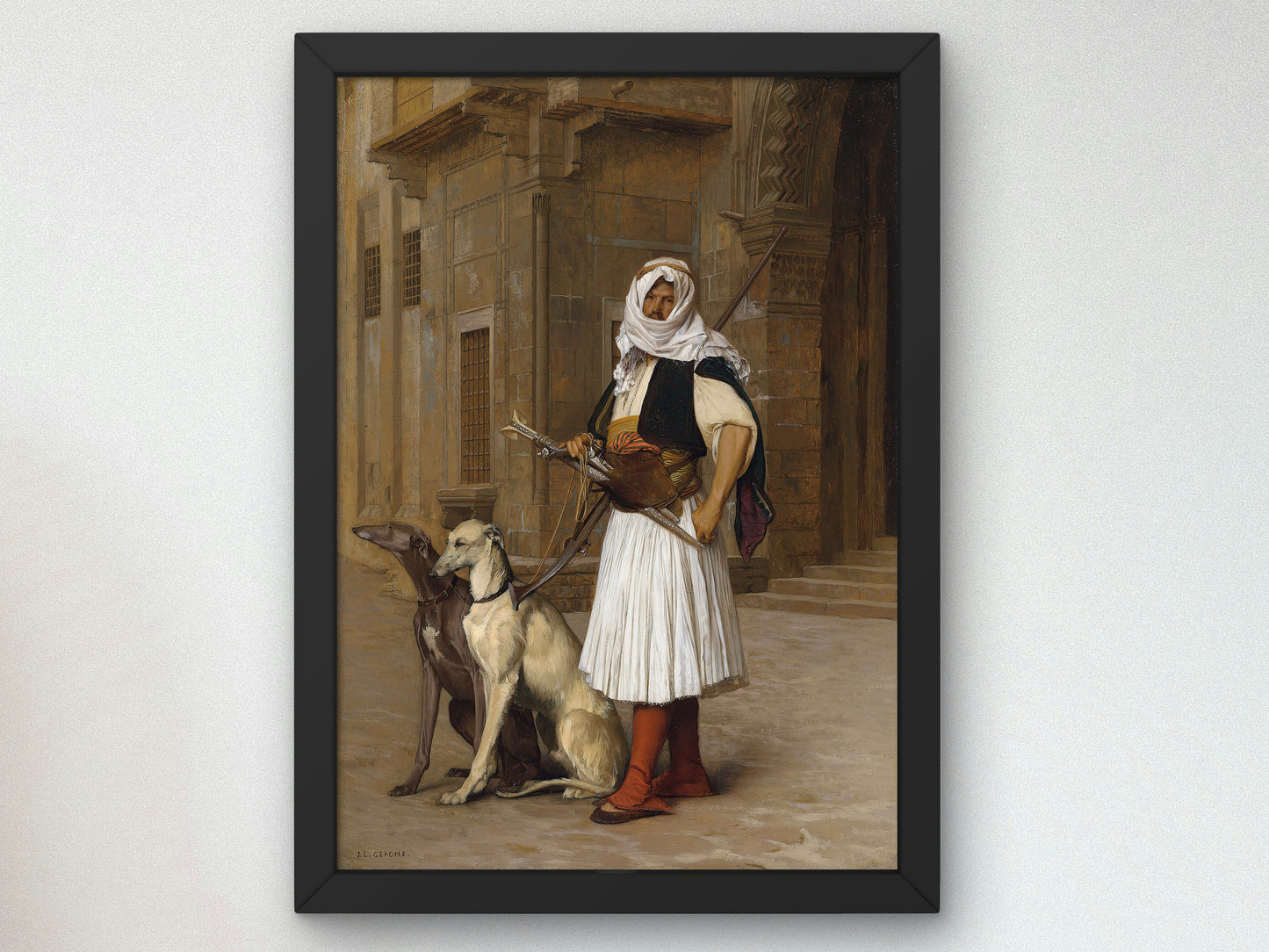 Arnaut and Two Whippets by Jean Léon Gérôme 1867, Wall Art Print, Fine Art Reproduction, Museum Quality Decor, Poster