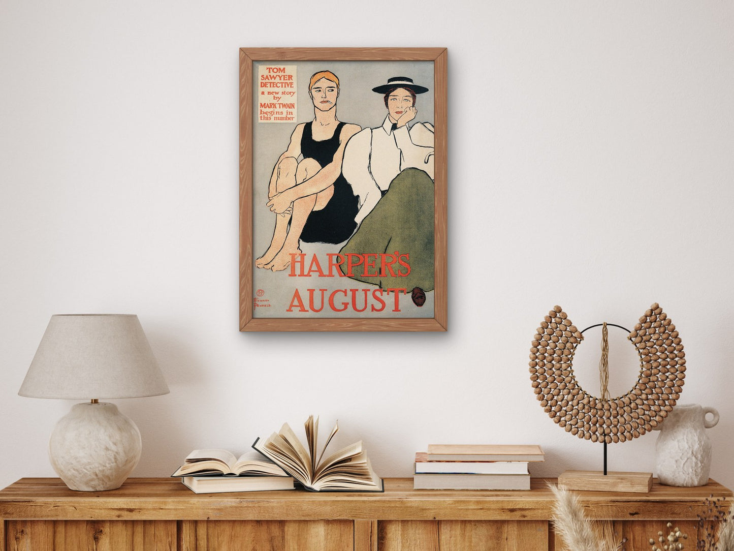 Harper's August Tom Sawyer Detective by Edward Penfield 1896, Wall Art Print, Fine Art Reproduction, Museum Quality Decor, Poster
