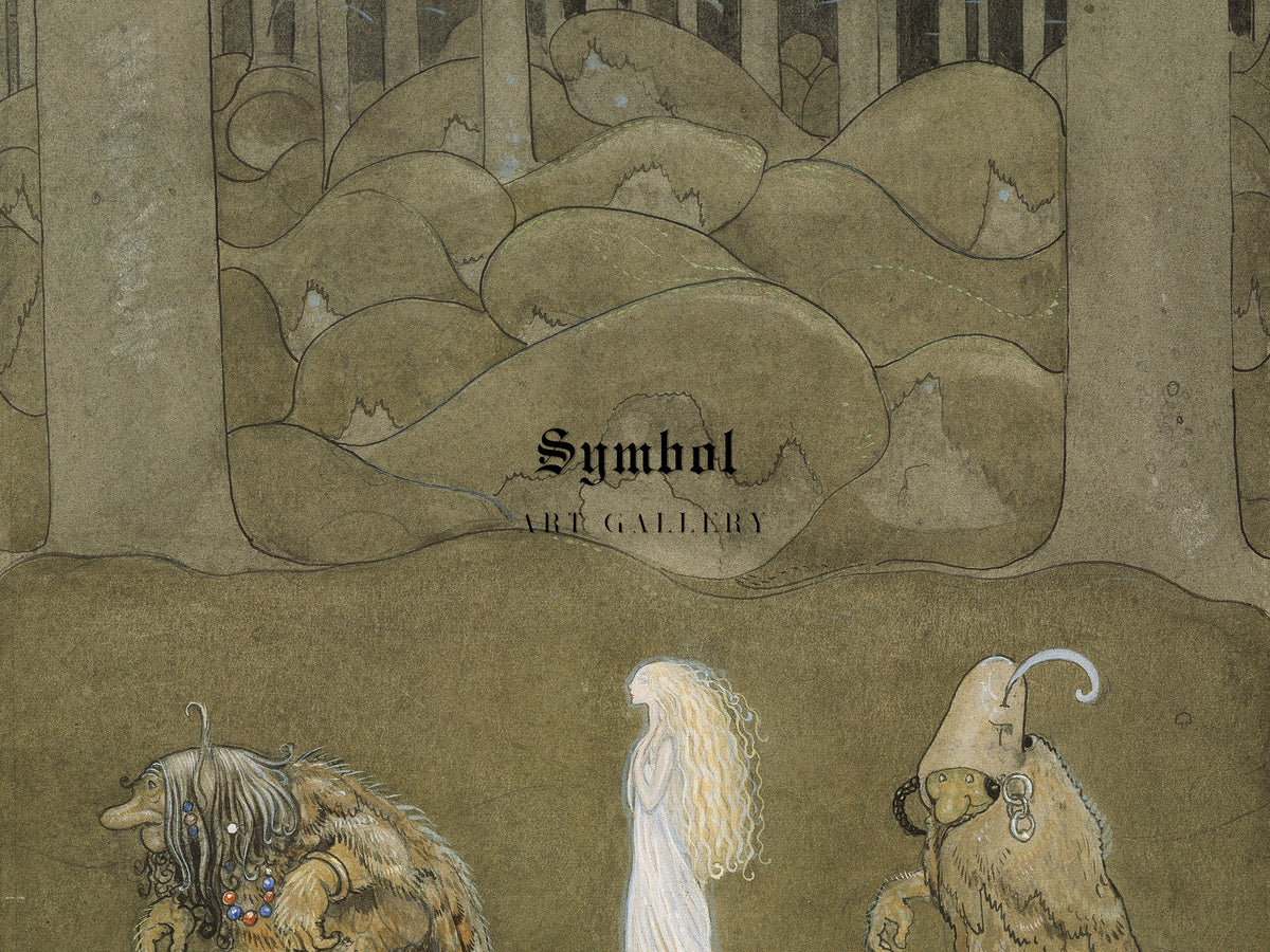 The Princess and the Trolls by John Bauer 1913, Wall Art Print, Fine Art Reproduction, Museum Quality Decor, Poster