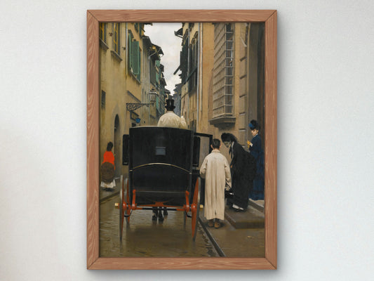 Boarding the Carriage Rome by Raffaello Sorbi 1872, Wall Art Print, Fine Art Reproduction, Museum Quality Decor, Poster