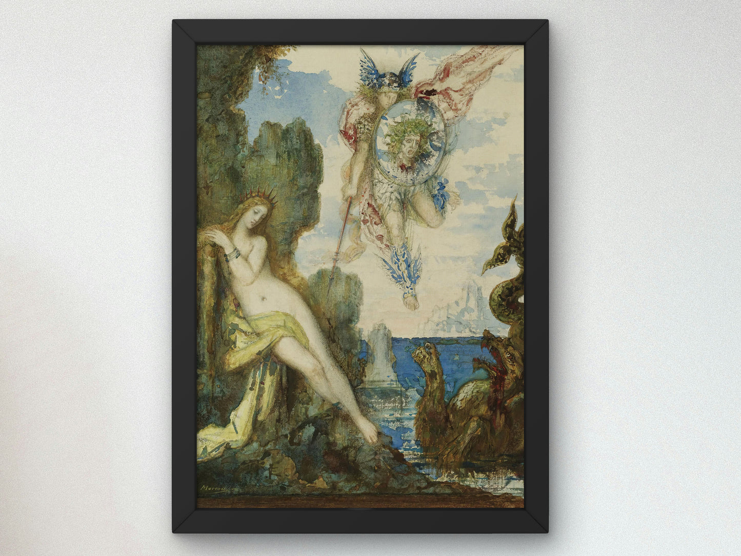 Perseus and Andromeda by Gustave Moreau 1876, Wall Art Print, Fine Art Reproduction, Museum Quality Decor, Poster