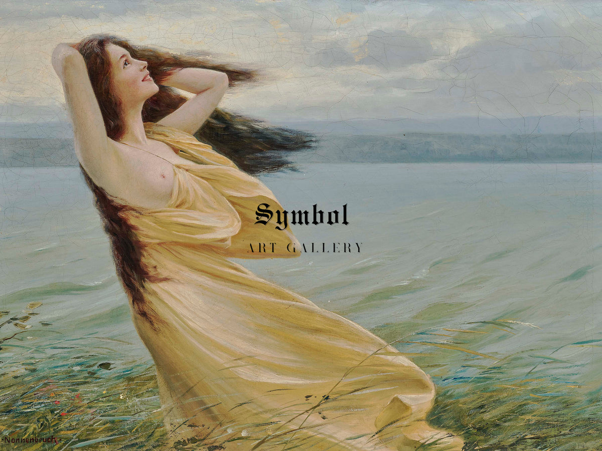 Young Woman by the Water by Max Nonnenbruch, Wall Art Print, Fine Art Reproduction, Museum Quality Decor, Poster