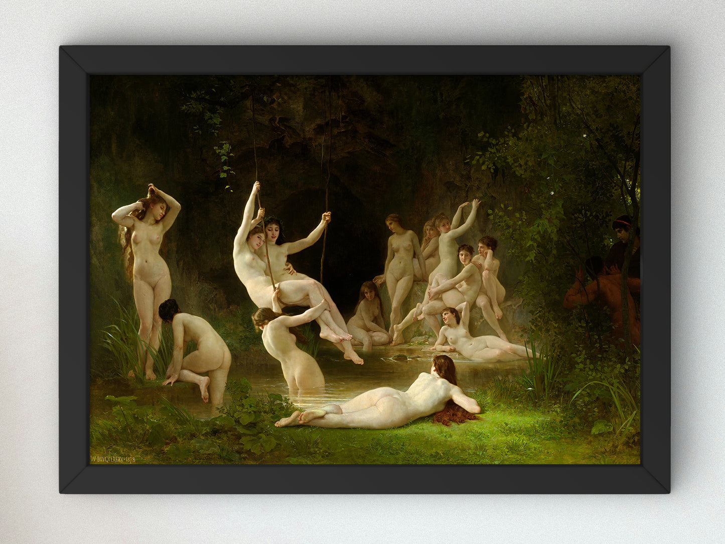 Nymphaeum by William Bouguereau 1878, Wall Art Print, Fine Art Reproduction, Museum Quality Decor, Poster