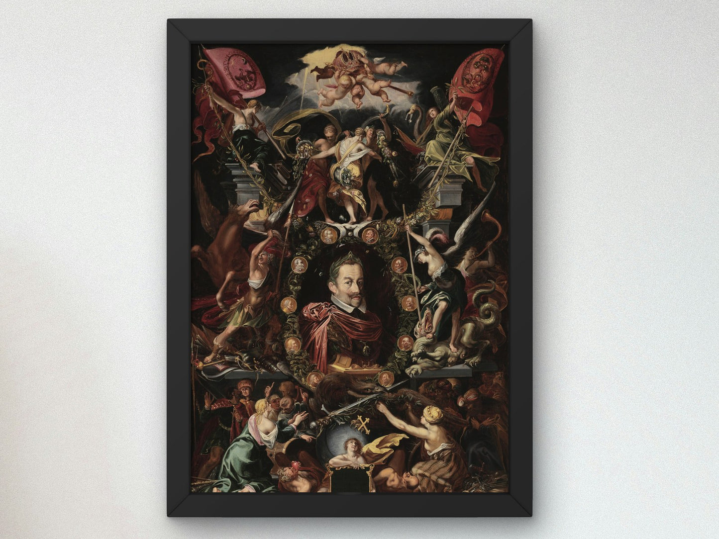 Allegory on the Reign of Emperor Matthias by Egidius Sadeler 1614, Wall Art Print, Fine Art Reproduction, Museum Quality Decor, Poster