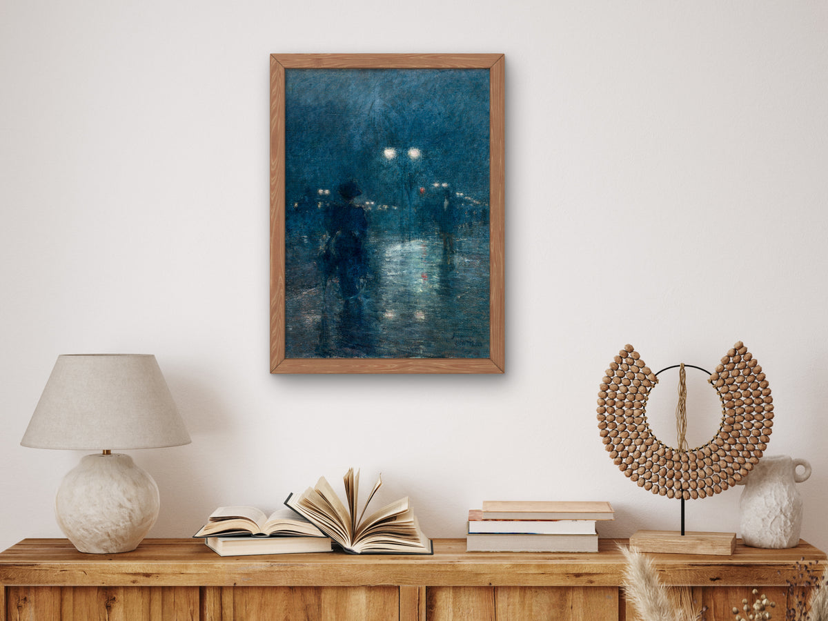 Fifth Avenue Nocturne by Childe Hassam 1895, Wall Art Print, Fine Art Reproduction, Museum Quality Decor, Poster