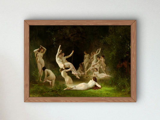 Nymphaeum by William Bouguereau 1878, Wall Art Print, Fine Art Reproduction, Museum Quality Decor, Poster