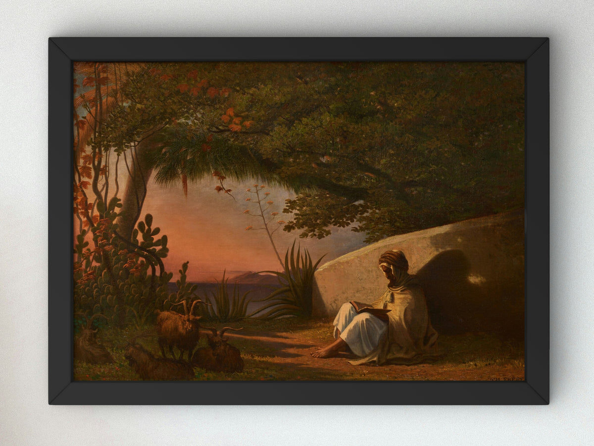 Reading the Koran by Charles Théodore Frère, Wall Art Print, Fine Art Reproduction, Museum Quality Decor, Poster