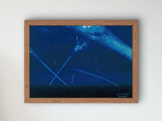 The Last Zeppelin Raid the Night of 29 to 30 January 1916 by Maurice Jean Bourguignon 1916, Wall Art Print, Fine Art Reproduction