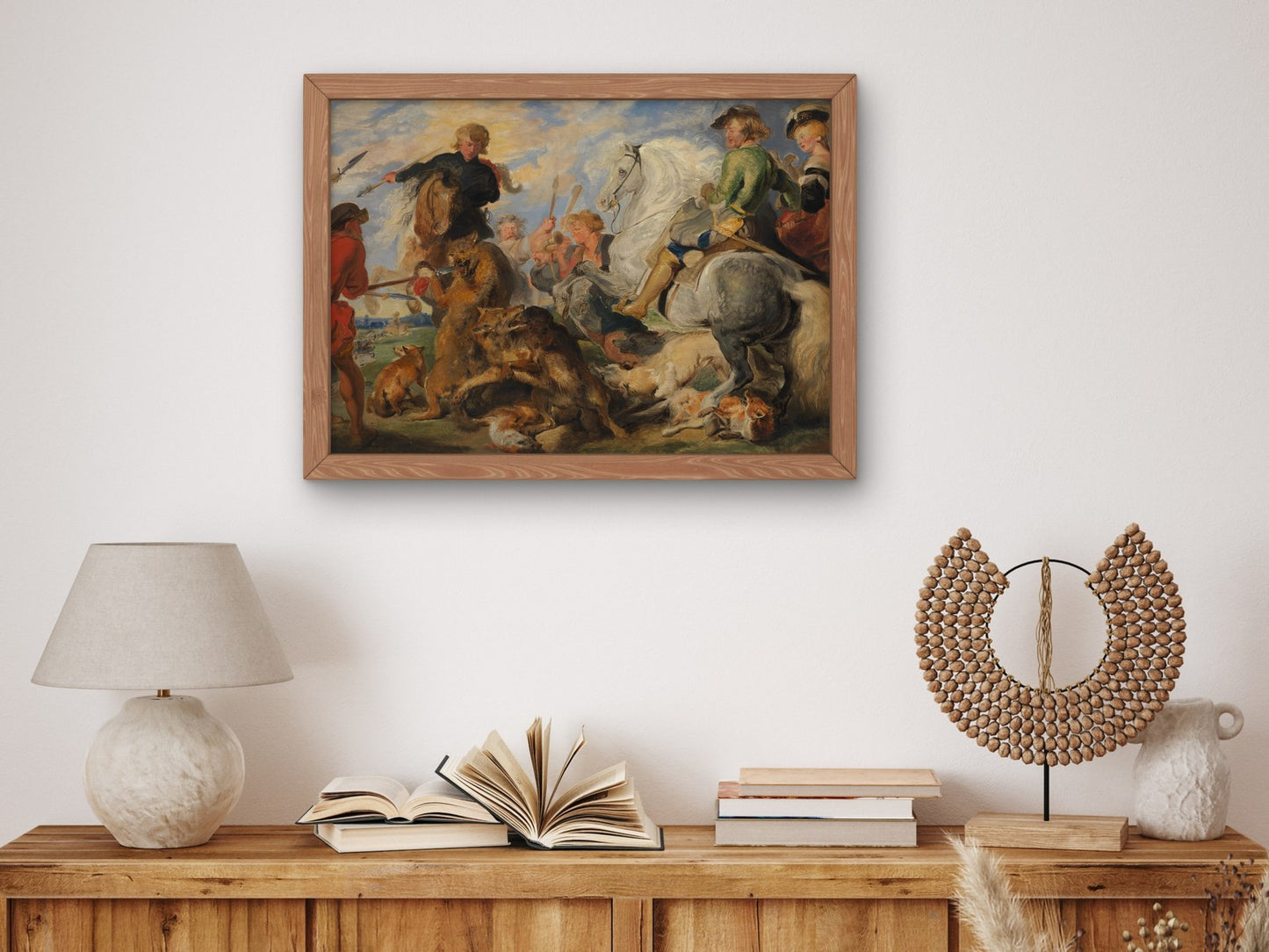 Wolf and Fox Hunt by Edwin Landseer 1825, Wall Art Print, Fine Art Reproduction, Museum Quality Decor, Poster