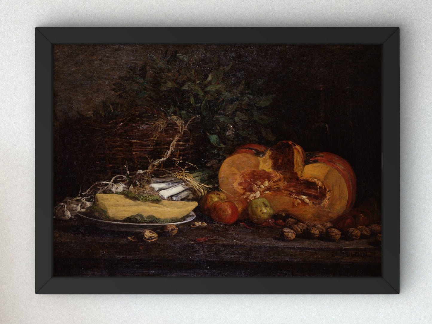 Still Life with Pumpkin by Eugène Boudin, Wall Art Print, Fine Art Reproduction, Museum Quality Decor, Poster