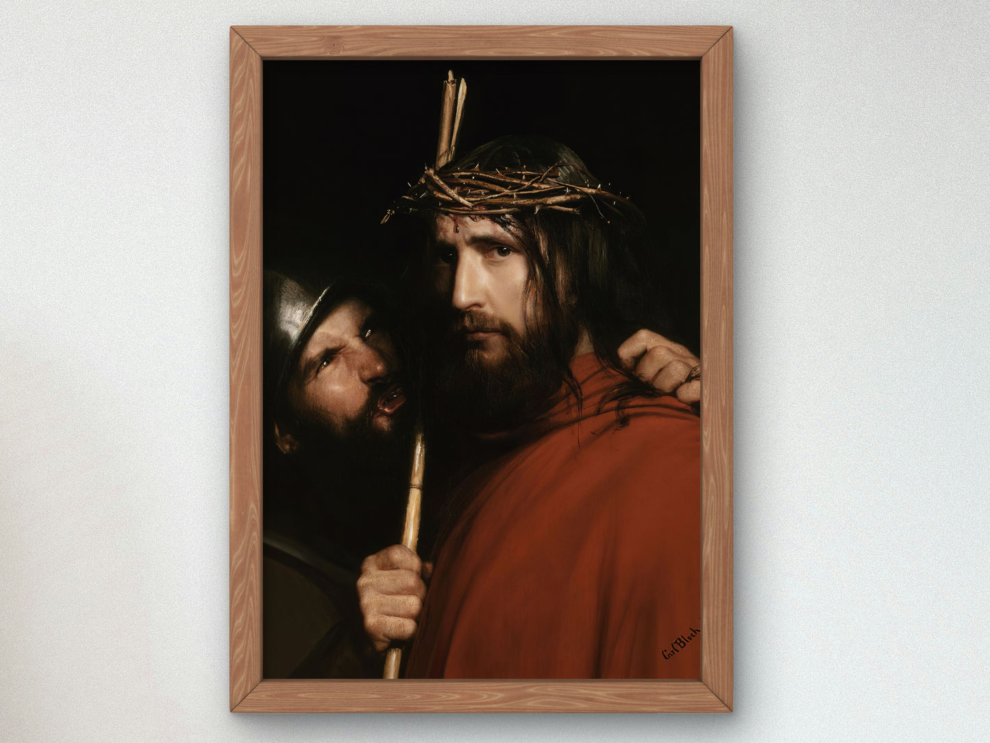 Christ with Mocking Soldier by Carl Bloch 1873, Wall Art Print, Fine Art Reproduction, Museum Quality Decor, Poster