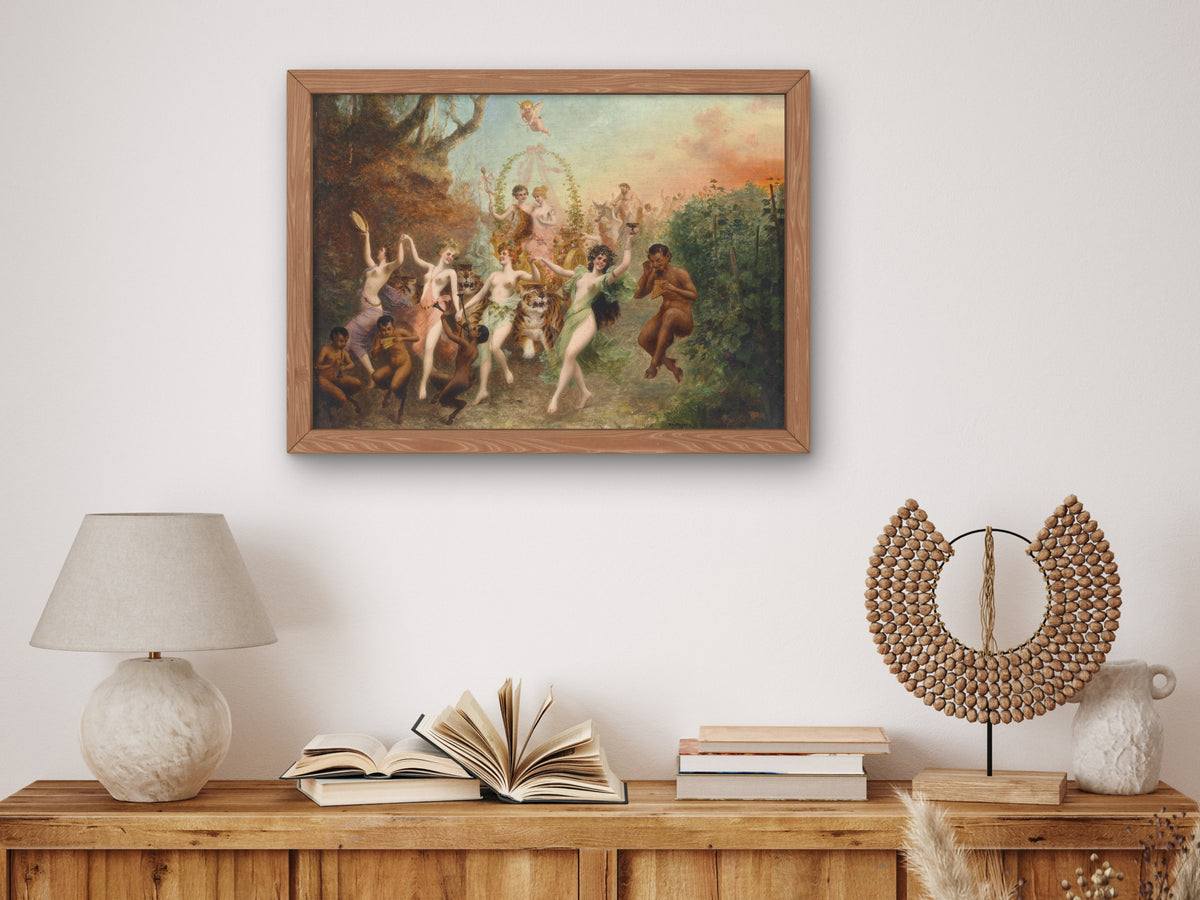Festival of Fauns and Nymphs by Moritz Stifter 1905, Wall Art Print, Fine Art Reproduction, Museum Quality Decor, Poster