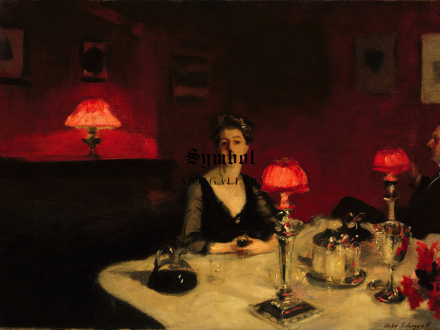 A Dinner Table at Night by John Singer Sargent 1884, Wall Art Print, Fine Art Reproduction, Museum Quality Decor, Poster