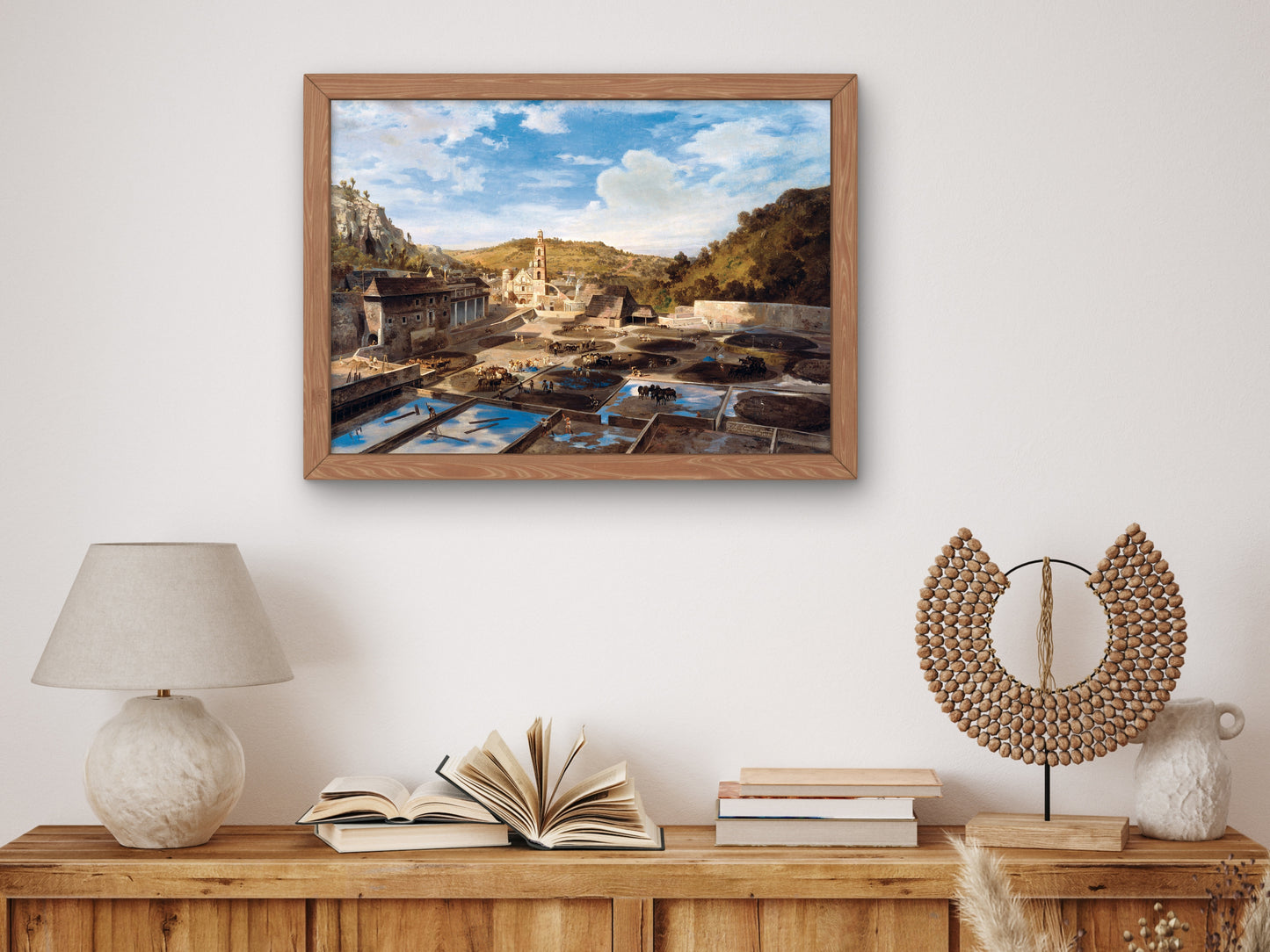 Patio de la Hacienda de Santa María Regla by Eugenio Landesio 1857, Wall Art Print, Fine Art Reproduction, Museum Quality Decor, Poster