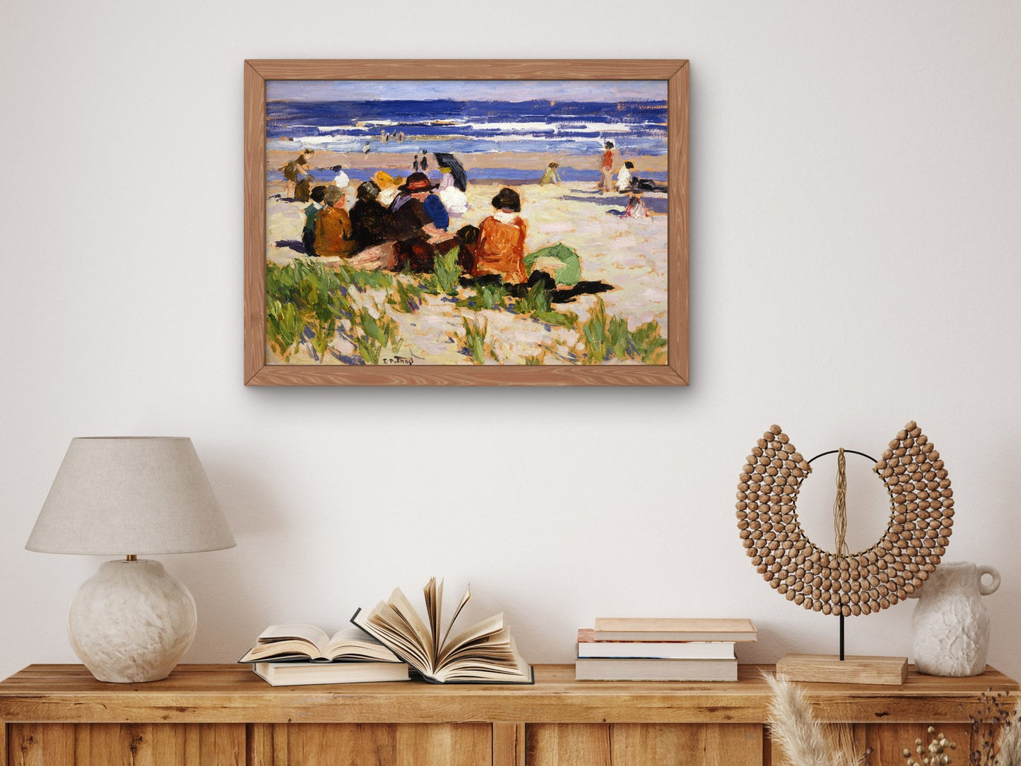 On the Beach Ogunquit Maine by Edward Henry Potthast 1924, Wall Art Print, Fine Art Reproduction, Museum Quality Decor, Poster