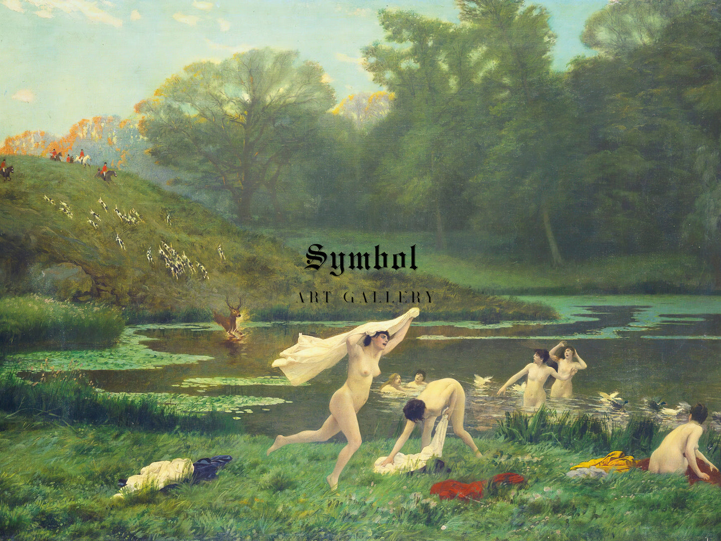 Diana and Actaeon by Jean Léon Gérôme 1856, Wall Art Print, Fine Art Reproduction, Museum Quality Decor, Poster