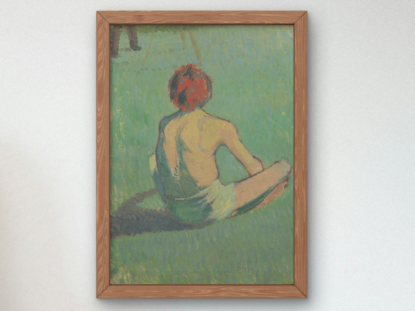 Boy Sitting in the Grass by Émile Bernard 1886, Wall Art Print, Fine Art Reproduction, Museum Quality Decor, Poster